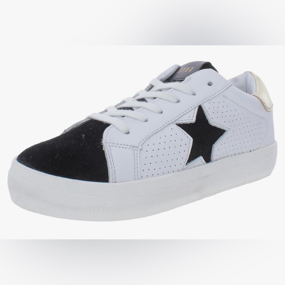 Steve Madden Sneaker Tennis Shoe Star white black suede size 8.5